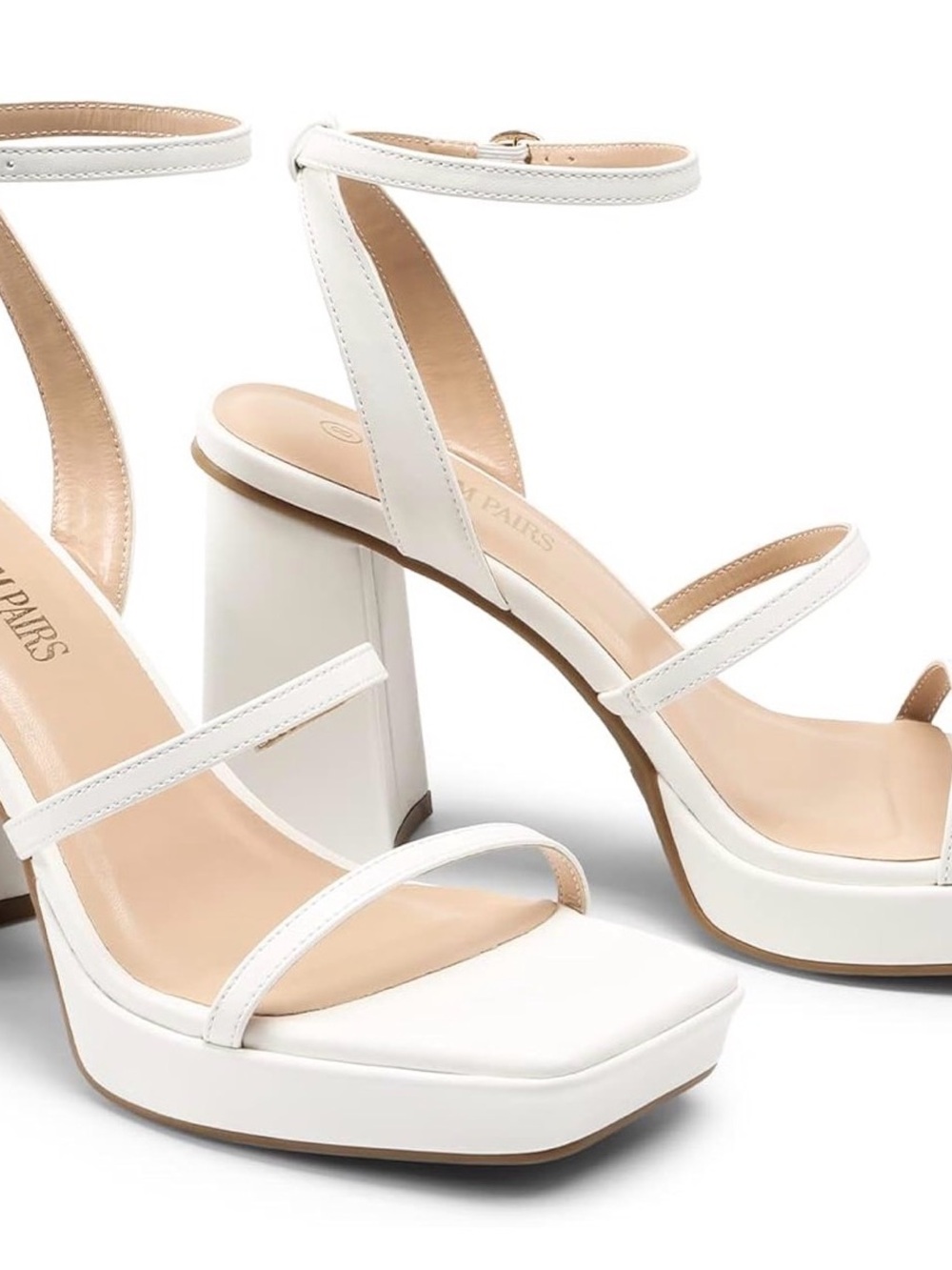 Dream Pairs White Strappy Platform Block Heels